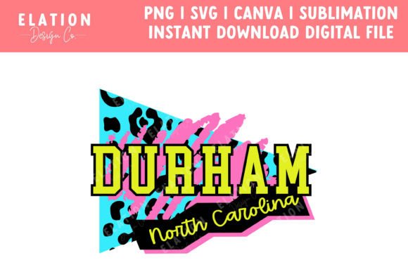 Durham North Carolina Retro 80s Svg Png