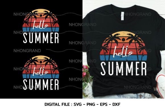 Hello Summer with Beach Coconut Tree Svg