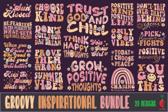 Retro Groovy Inspirational SVG Bundle